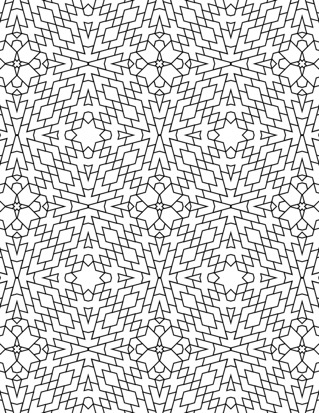 Starburst Diamond Lattice Coloring Page, Chevron Frame Detail
