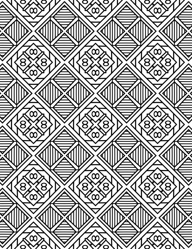 Striped Diamond Cross Medallion Coloring Page