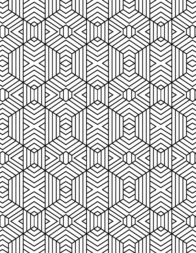 Striped Hexagon Cube Grid Coloring Page