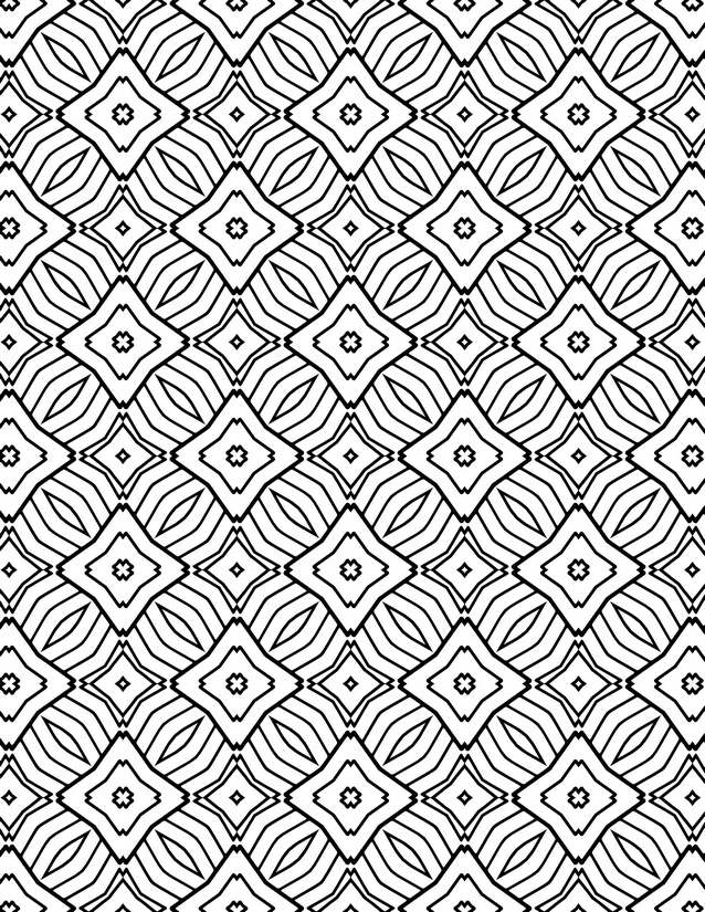 Striped Octagon Diamond Grid Coloring Page