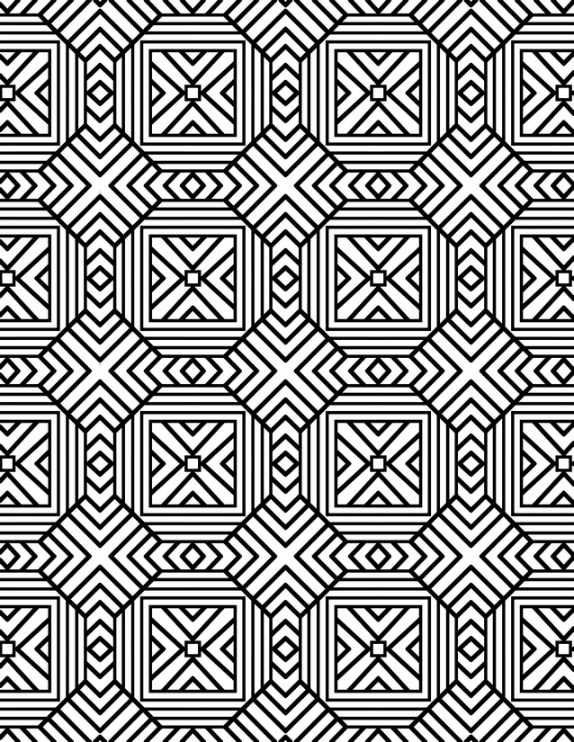 Striped Octagon Square Grid Coloring Page