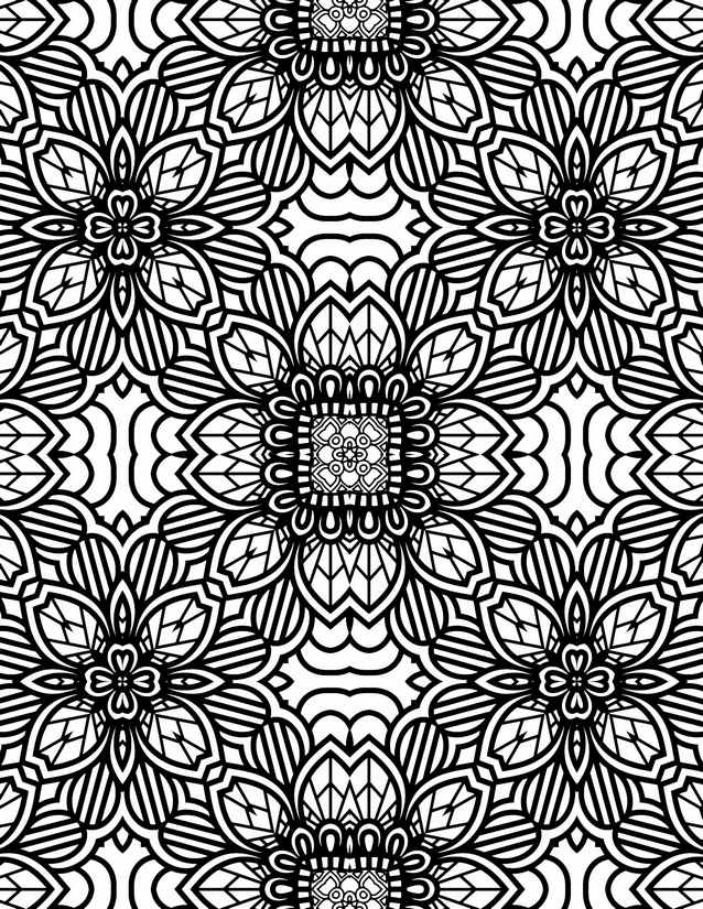 Striped Petal and Square Medallion Coloring Page