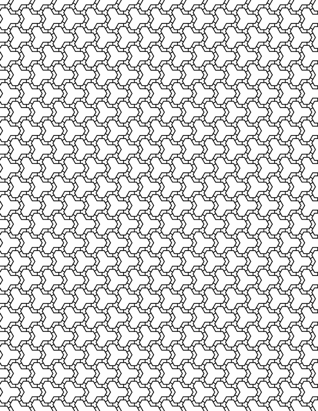 Triskelion Tessellation Coloring Page, Interlocking Y-Forms