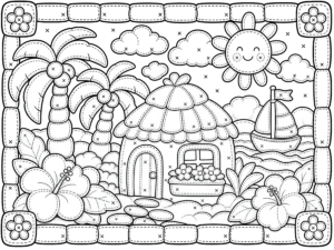 Tropical Beach Hut Scene