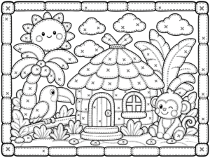 Tropical Hut Scene
