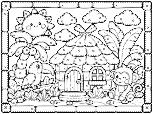 Tropical Hut Scene
