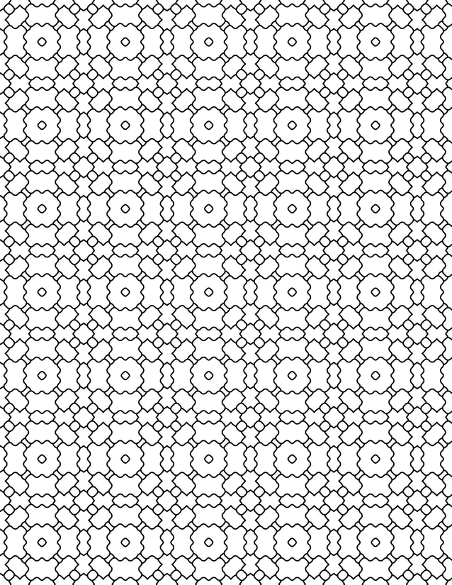 Wavy Flower Square Grid Coloring Page, Pinwheel Centers