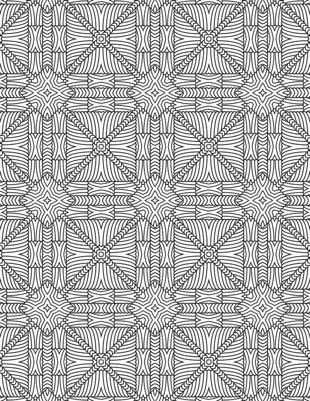 Wavy Grid Tile Coloring Page, Flowing Lines and Tiny Square Centers