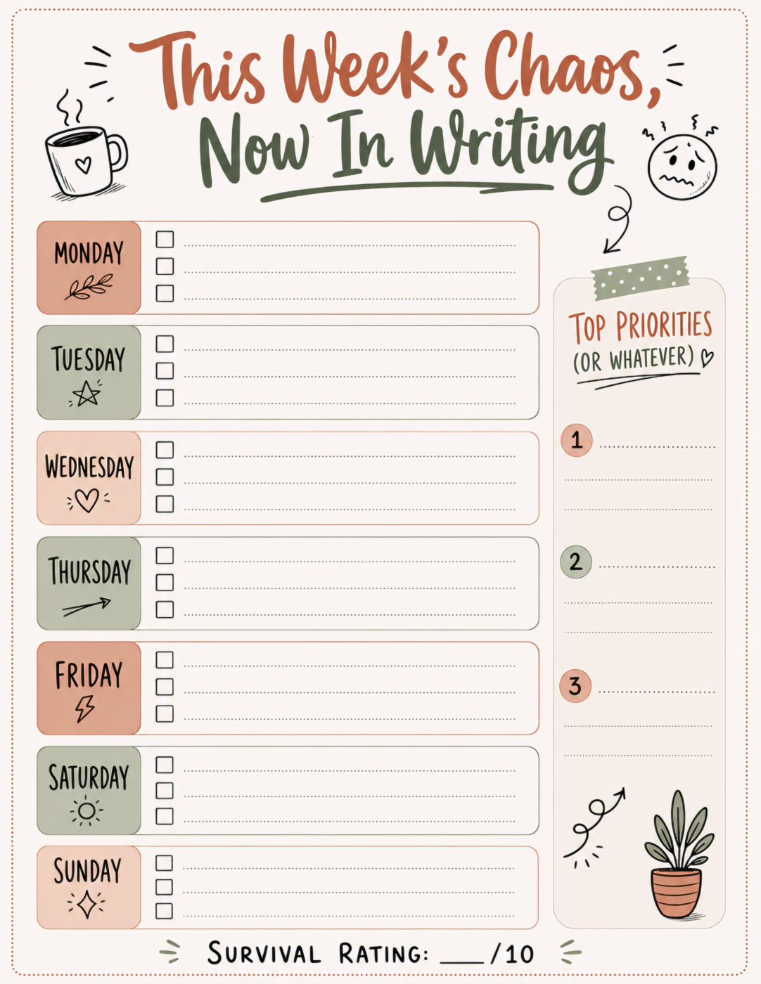 Weekly Planner Chaos Organizer