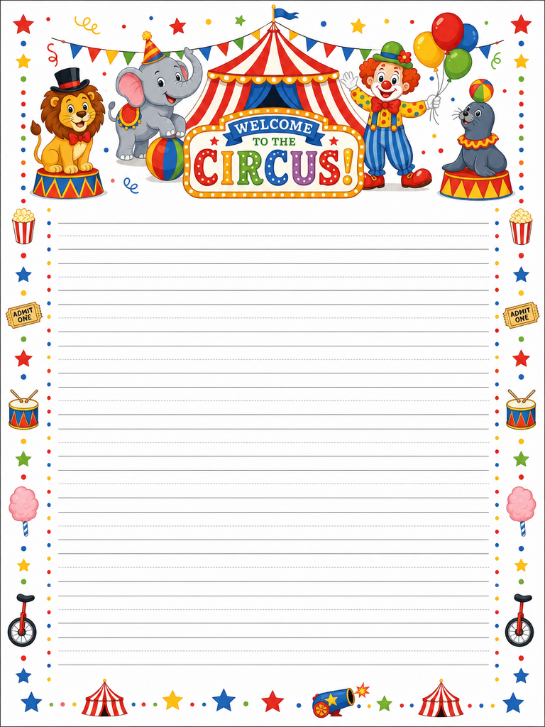 Welcome To The Circus Handwriting Sheet