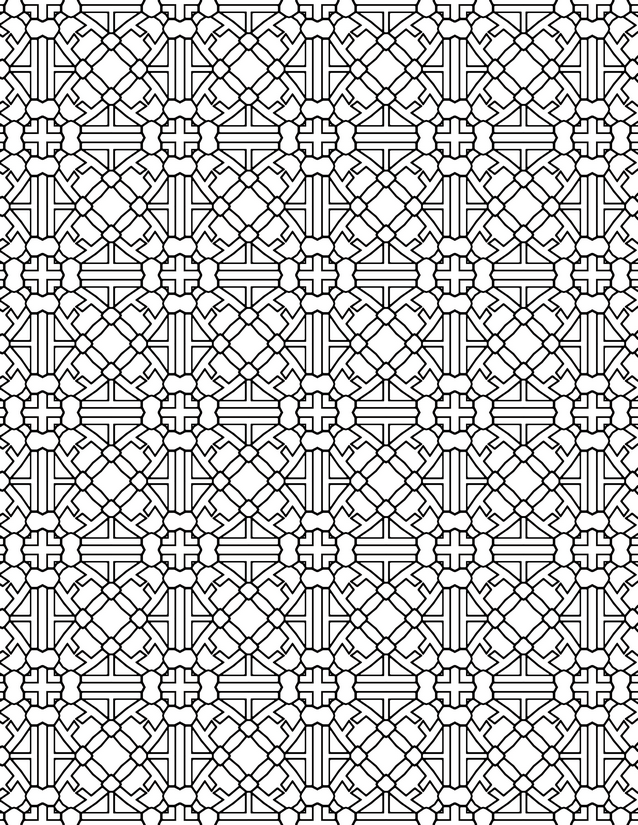 Woven Cross Grid Coloring Page, Interlocking Bands and Knot Joints