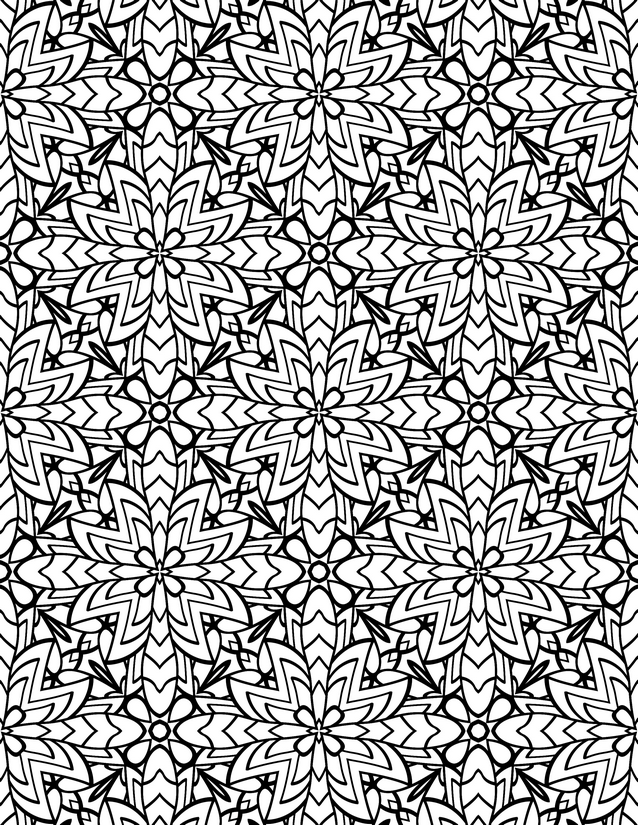 Zigzag Petal Star Grid Coloring Page, Dense Repeating Fill