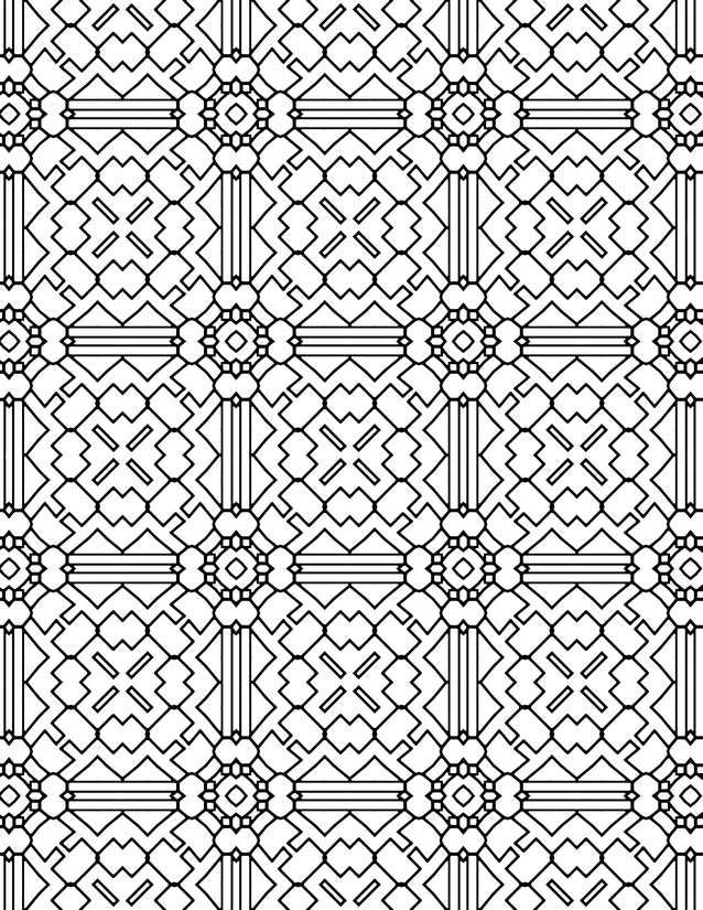 Zigzag Square Tile Coloring Page, Stepped Cross Centers