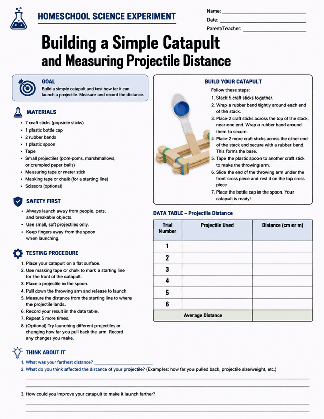 Building a Simple Catapult and Measuring Projectile Distance