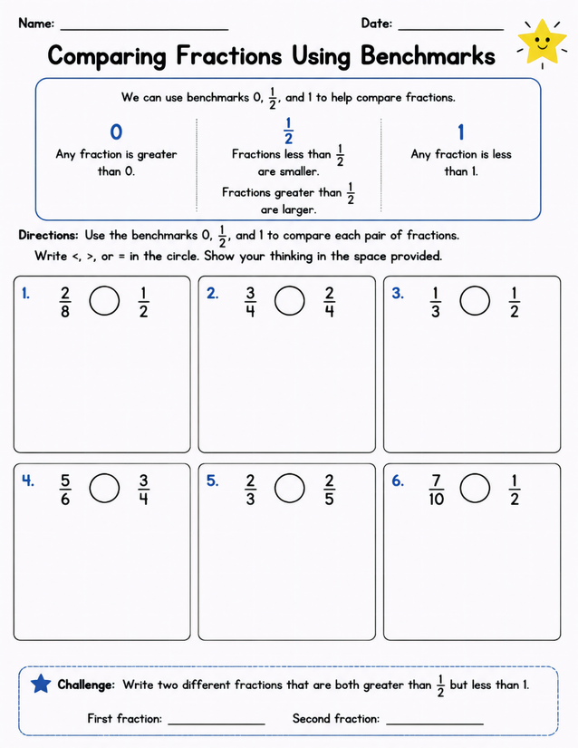 Comparing Fractions Using Benchmarks, Grades 3-4