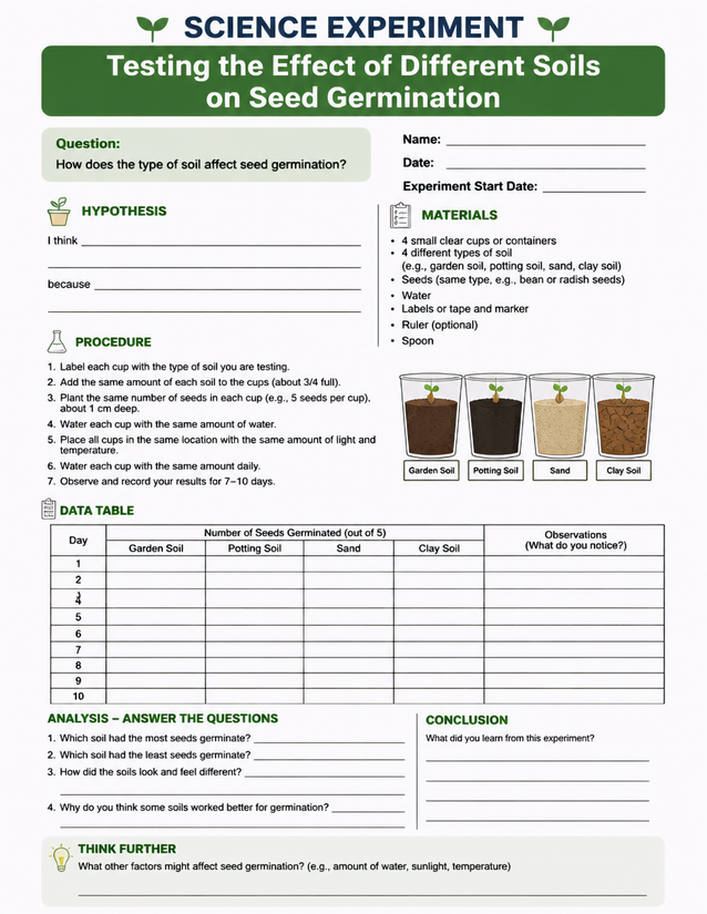 Effect of Different Soils on Seed Germination Lab Sheet