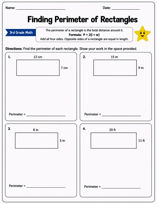 Finding Perimeter of Rectangles, Four Practice Problems