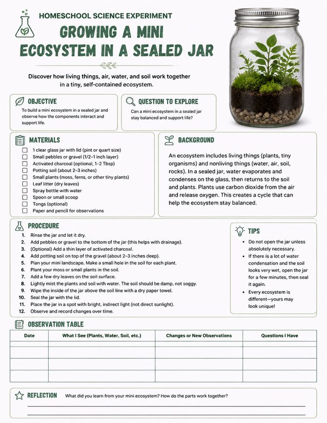 Growing a Mini Ecosystem in a Sealed Jar, Step by Step