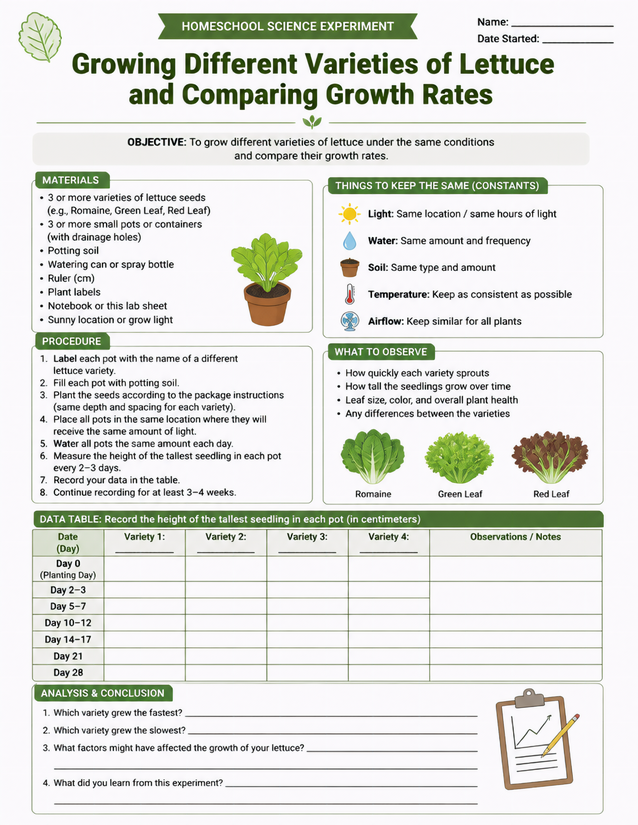 Growing Different Varieties of Lettuce and Comparing Growth Rates