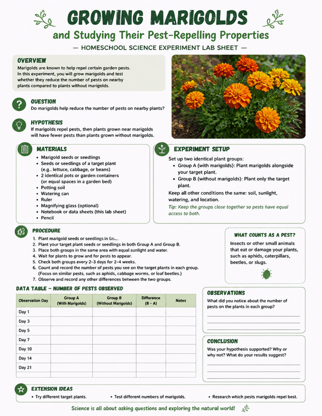 Growing Marigolds and Studying Their Pest-Repelling Properties