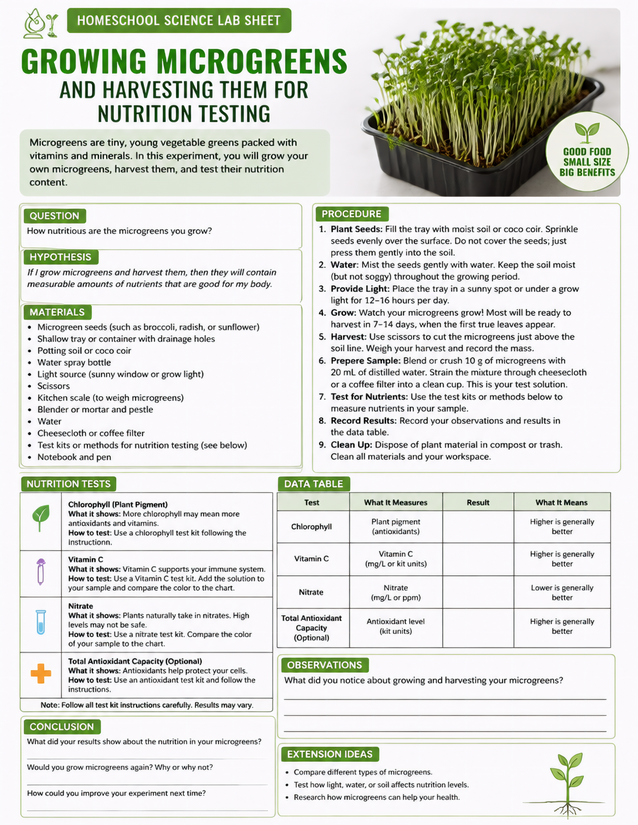 Growing Microgreens and Harvesting Them for Nutrition Testing