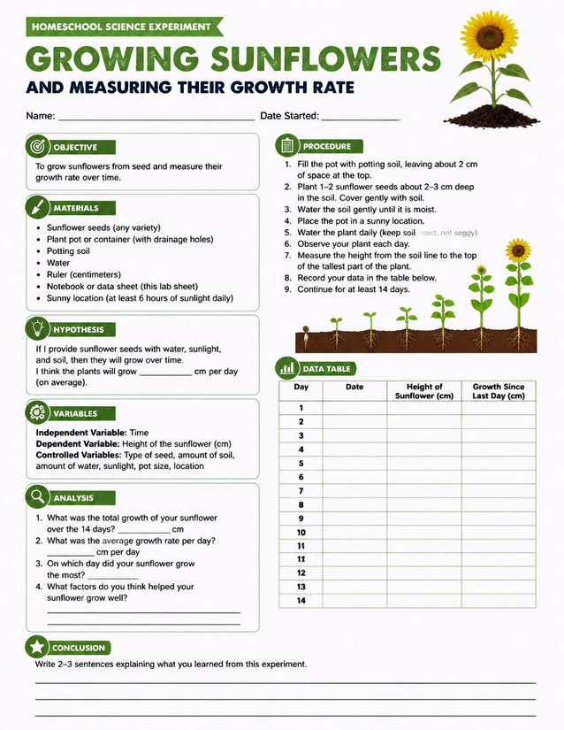 Growing Sunflowers and Measuring Their Growth Rate