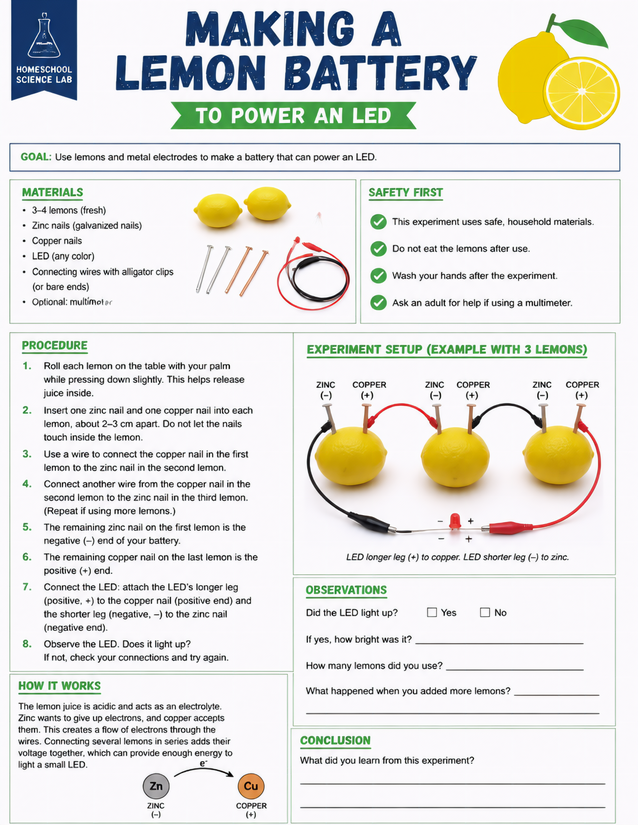 Making a Lemon Battery to Power an LED
