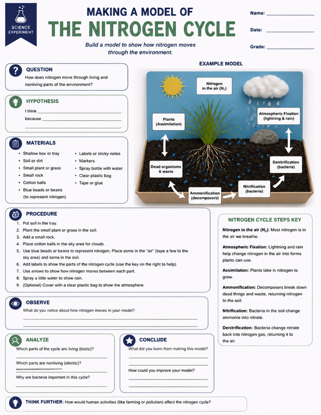 Making a Model of the Nitrogen Cycle, Hands-On Lab Sheet
