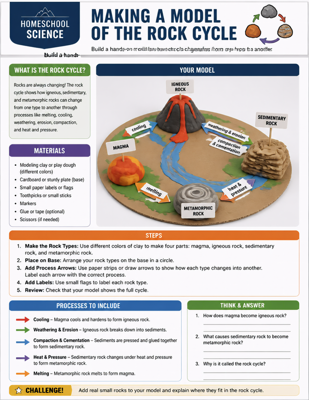 Making a Model of the Rock Cycle, Clay and Cardboard Base