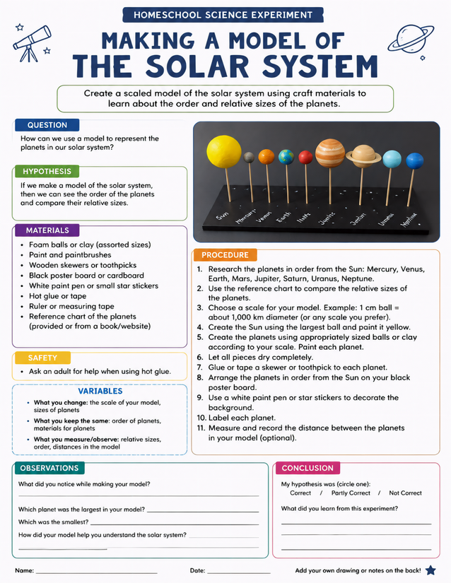 Making a Model of the Solar System, Scaled with Craft Materials