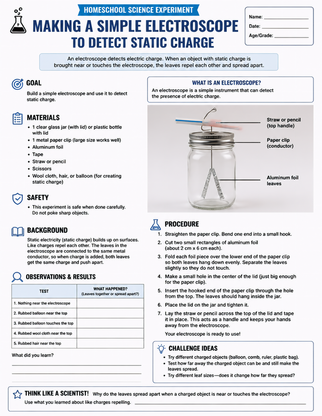 Making a Simple Electroscope to Detect Static Charge