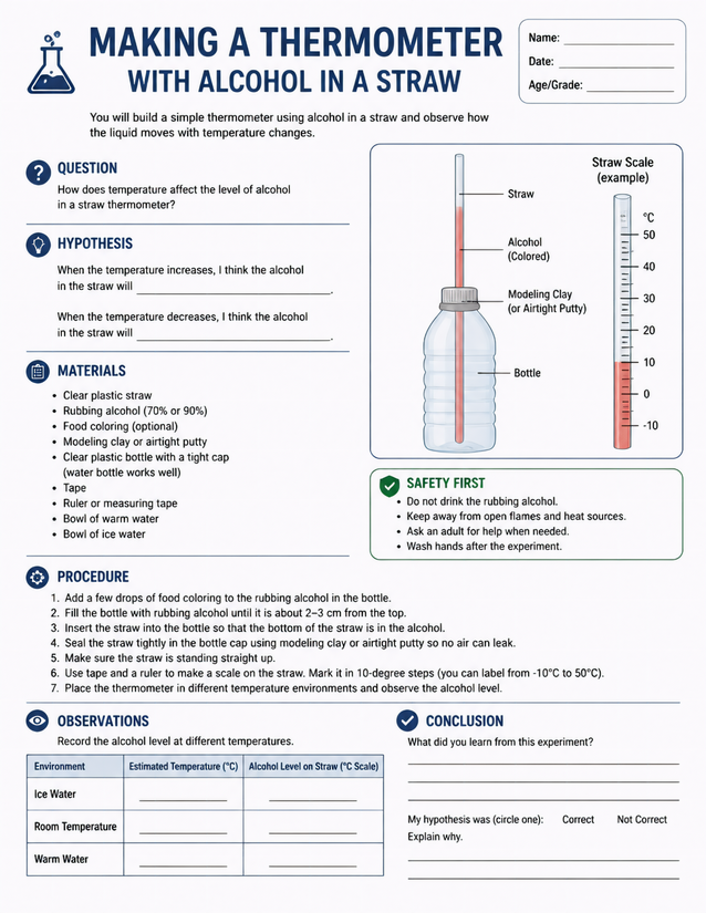 Making a Thermometer with Alcohol in a Straw