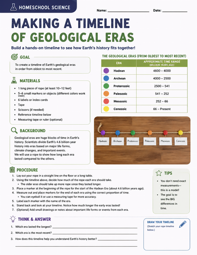 Making a Timeline of Geological Eras, Rope Activity
