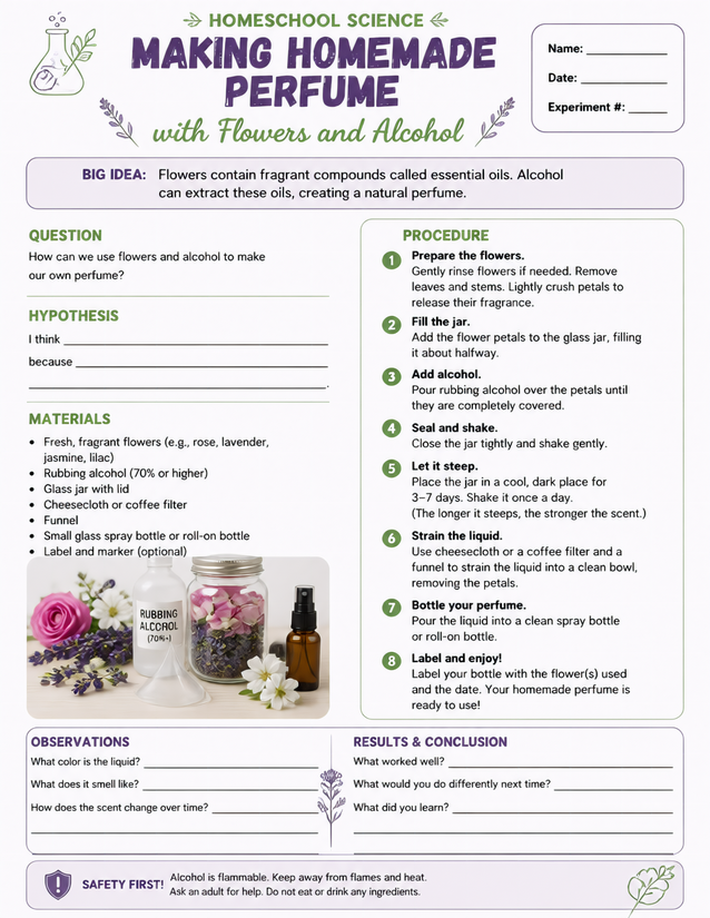 Making Homemade Perfume with Flowers and Alcohol
