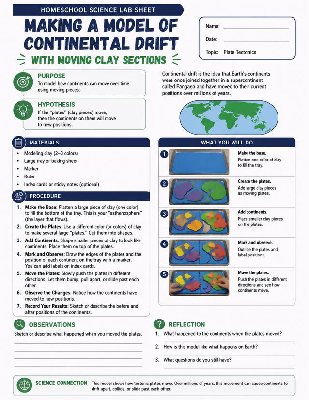 Making a Model of Continental Drift with Moving Clay Sections