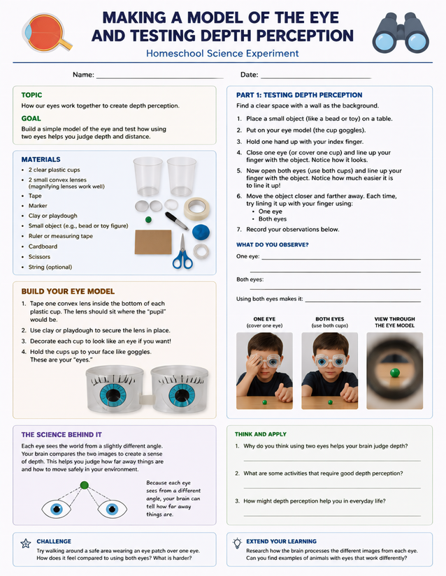 Making a Model of the Eye and Testing Depth Perception