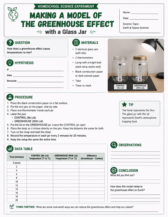 Making a Model of the Greenhouse Effect with a Glass Jar