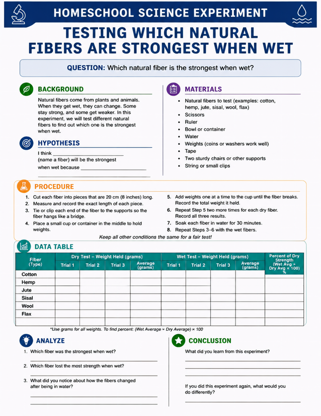 Testing Which Natural Fibers Are Strongest When Wet