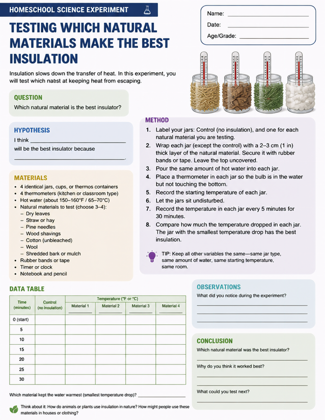 Natural Materials Make the Best Insulation Homeschool Lab