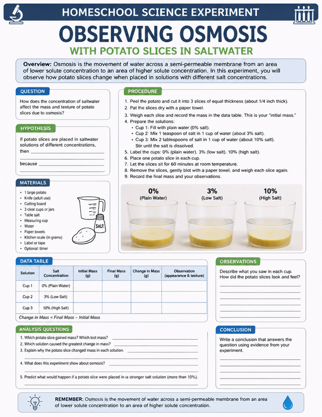 Observing Osmosis with Potato Slices in Saltwater