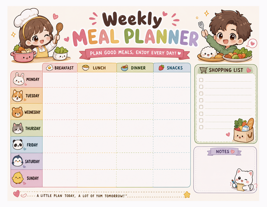 Plan Good Meals Enjoy Every Day Meal Planner, With Shopping List and Notes