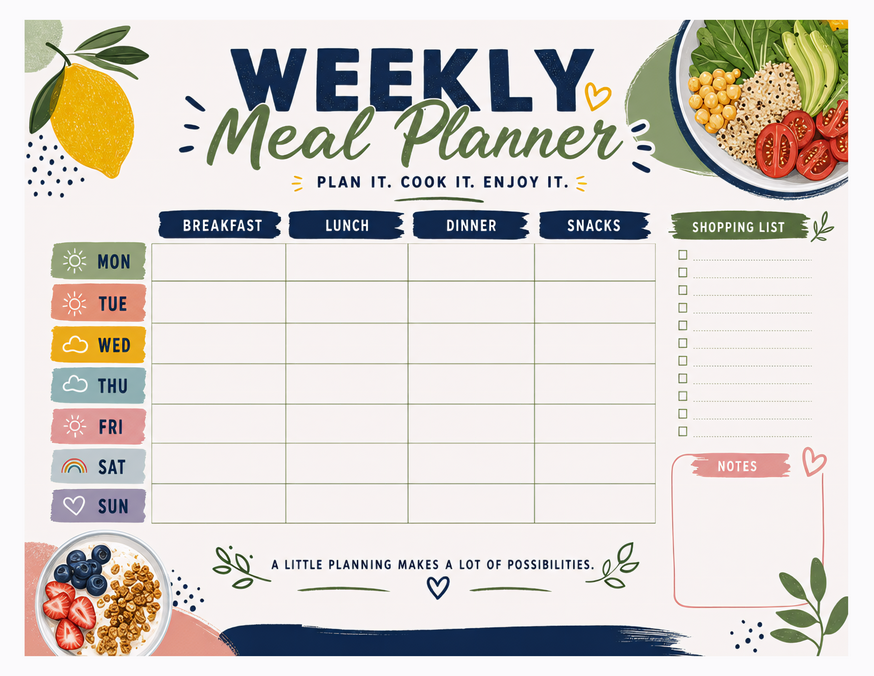 Plan It Cook It Enjoy It Meal Planner Printable