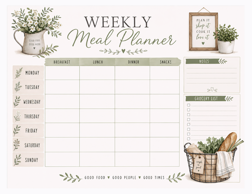 Plan It Shop It Cook It Love It Meal Planner