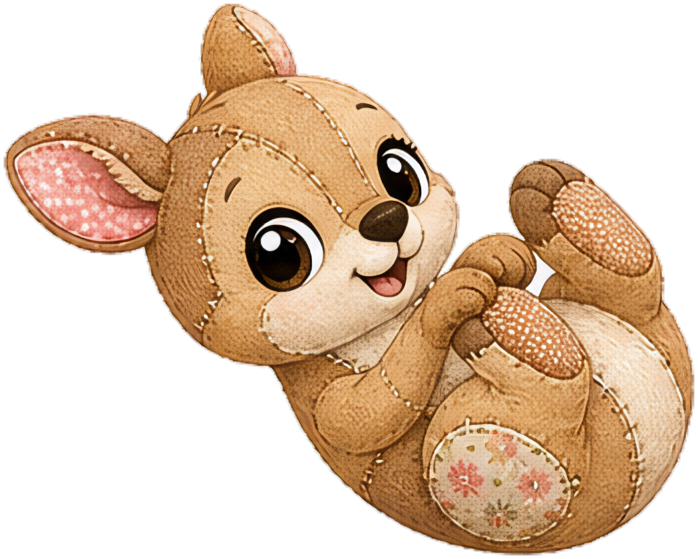 Rolling Kangaroo Clipart, Floral Patch and Polka Dot Feet