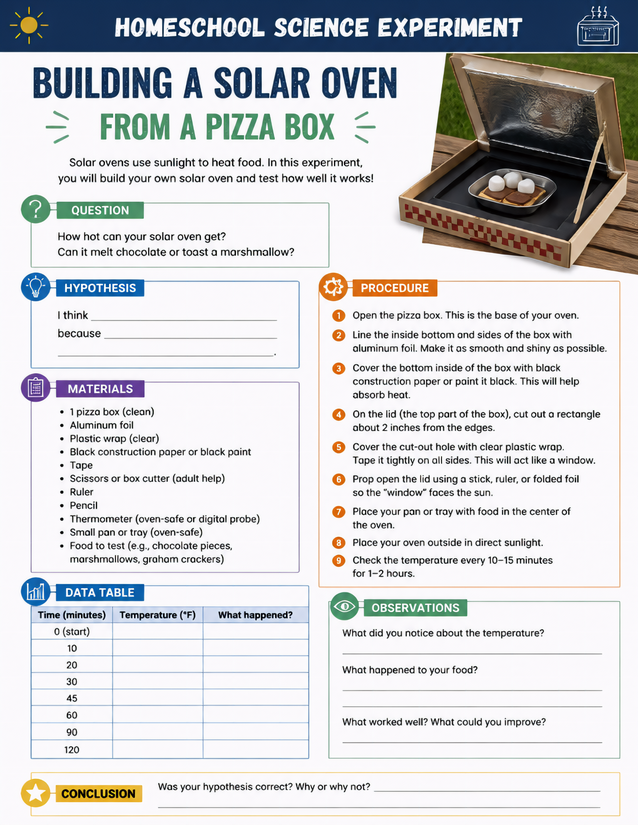 Solar Oven from a Pizza Box, Homeschool Science Experiment