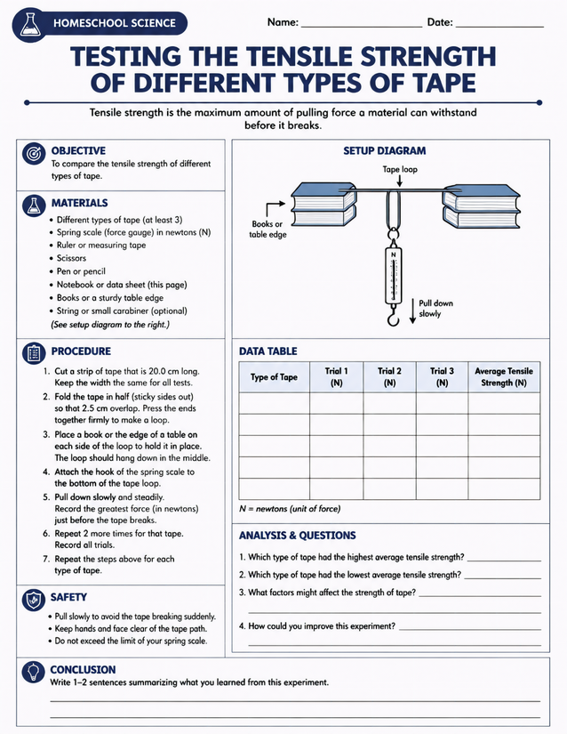 Testing the Tensile Strength of Different Types of Tape