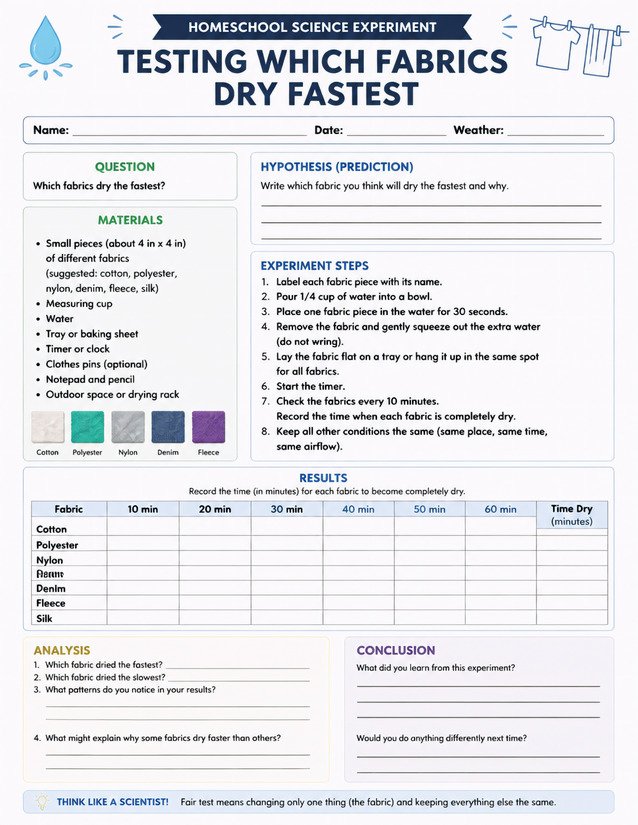 Testing Which Fabrics Dry Fastest, Cotton to Fleece