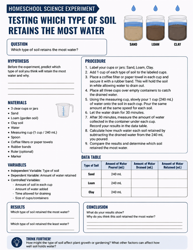 Testing Which Type of Soil Retains the Most Water